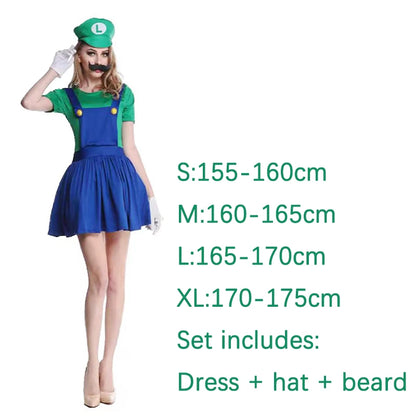 Game Anime Cosplay Halloween Costumes Funny Super Brother Bros Children Fantasia Cosplay Jumpsuit Xmas Carnival Adult Woman Suit