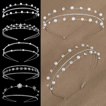 Rhinestone Star Headband - Party Hairband with Multilayer Pearl and Rhinestone Detail, Hair Accessories