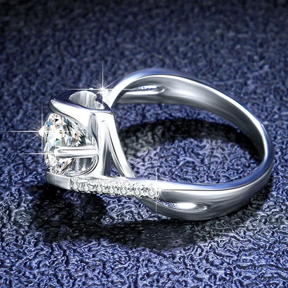 Solid Platinum Women's Ring: Genuine 0.5/1ct Carat Moissanite Diamond Wedding Band