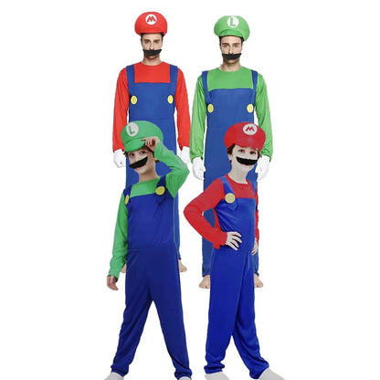 Game Anime Cosplay Halloween Costumes Funny Super Brother Bros Children Fantasia Cosplay Jumpsuit Xmas Carnival Adult Woman Suit