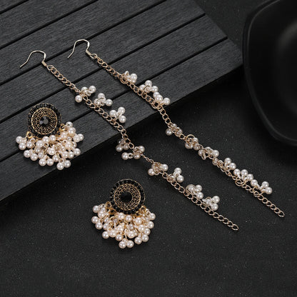 Retro Indian Tribal Earrings for Women - Bohemian Multilayer Pearl Tassel Crystal Round Jhumka Earrings, Elegant Temperament Jewelry