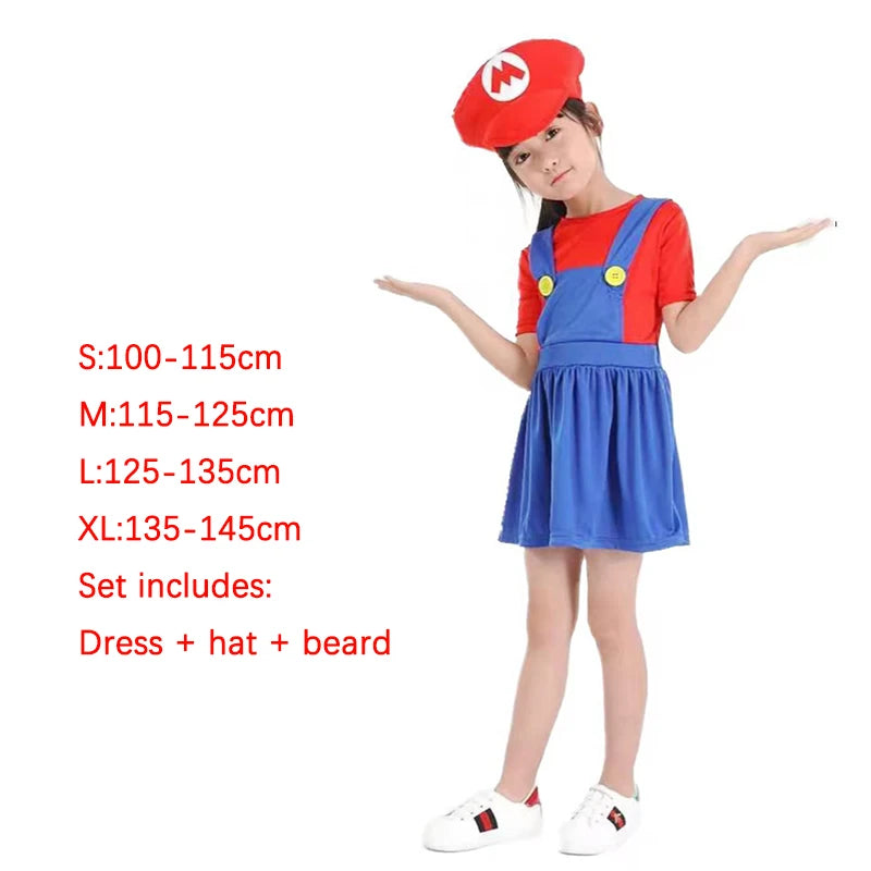 Game Anime Cosplay Halloween Costumes Funny Super Brother Bros Children Fantasia Cosplay Jumpsuit Xmas Carnival Adult Woman Suit