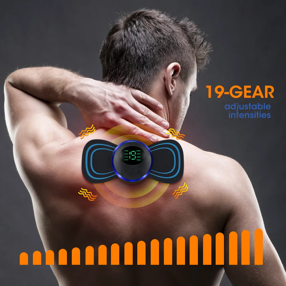 EMS Neck Massager Electric Cervical Vertebra Massage Patch for Muscle Pain Relief & Shoulder Relaxation Portable Neck Stretcher