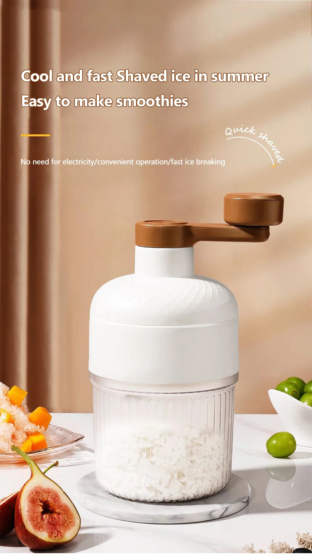 Portable Manual Ice Crusher Shaved Ice Machine Household Mini Ice Crusher Hand Operated Shaved Ice Milkshake Maker For Summer