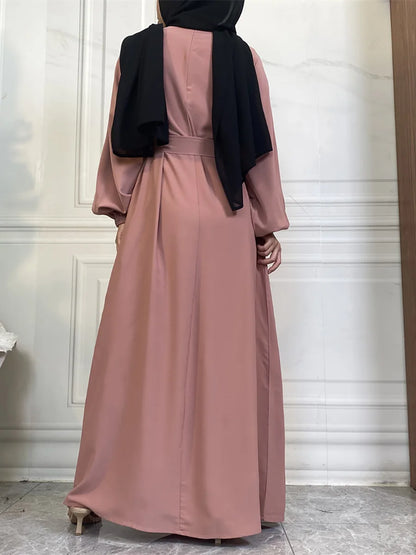 Hot Selle Simple Style Moroccan Dresses Kaftan Turkey Solid Color Gulf Abayas Islamic Women Long Dress Muslim Saudi Robe Ramadan