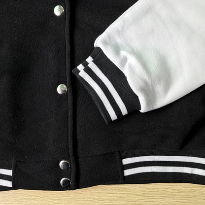 Black White Solid Color Jacket Loose Oversized Clothes Casual Men Women Baseball Uniform S-5XL Street Coat Warm Fleece Jackets