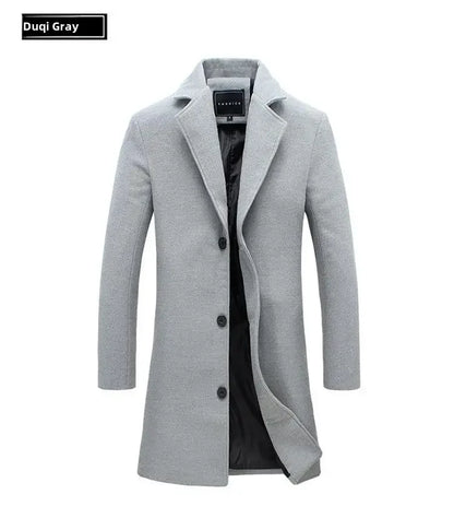 Woolen Overcoat New Men's Korean Style Slim Fit Medium-length Trench Coat Factory Wholesale Woolen Material Jacket