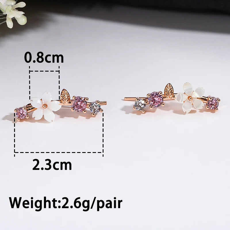 New Korean Rhinestone Leaves Stud Earrings - Charm Crystal Flower Design, Perfect for Party Banquets, a Unique Jewelry Gift