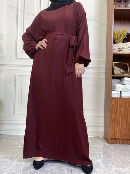 Hot Selle Simple Style Moroccan Dresses Kaftan Turkey Solid Color Gulf Abayas Islamic Women Long Dress Muslim Saudi Robe Ramadan