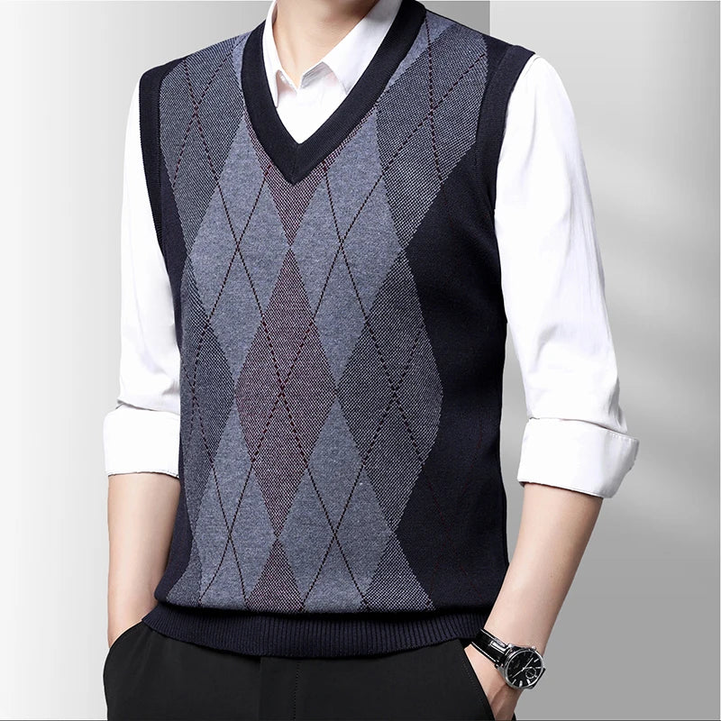 Men's Thickened Casual Sweater Tank Top Autumn and Winter Warm Men's Vest