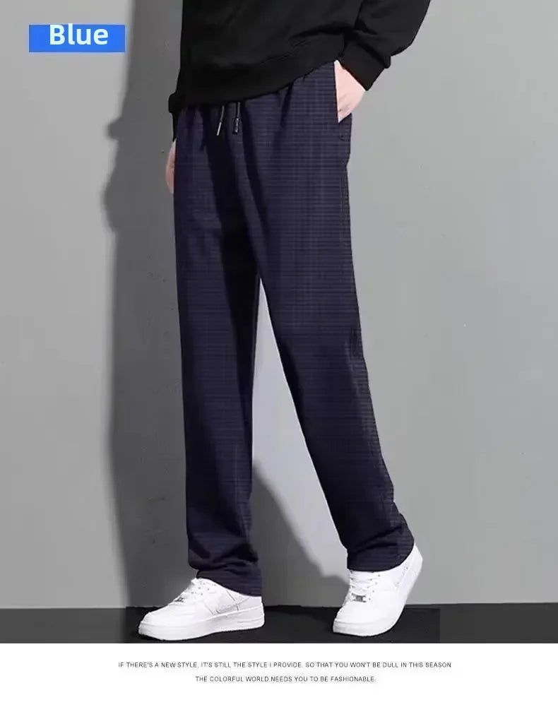 Men's Fleece-Lined Thickened Casual Pants - Autumn/Winter Loose-Fit, Versatile Straight-Leg Sports Trousers in Hong Kong Style