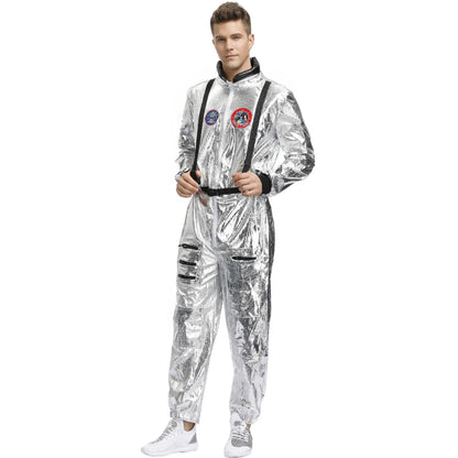 Halloween Christmas Silver Spaceman Men Women Space Suit Adult Children Astronaut Costume Family Party Dress Up Birthday Gift