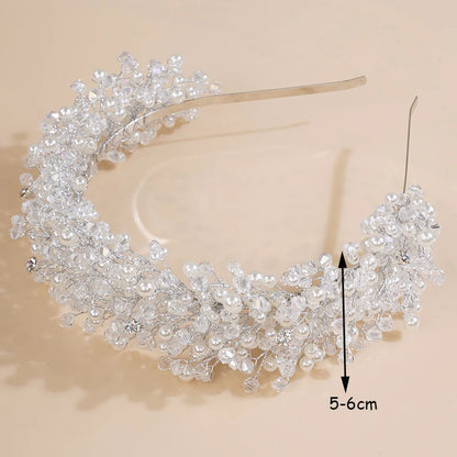 Luxury Pearl Crystal Bridal Crown Headpieces / Vintage Rhinestone Women Headband Tiaras