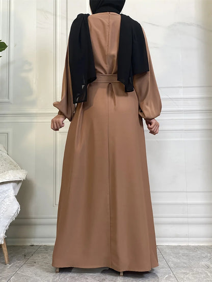 Hot Selle Simple Style Moroccan Dresses Kaftan Turkey Solid Color Gulf Abayas Islamic Women Long Dress Muslim Saudi Robe Ramadan