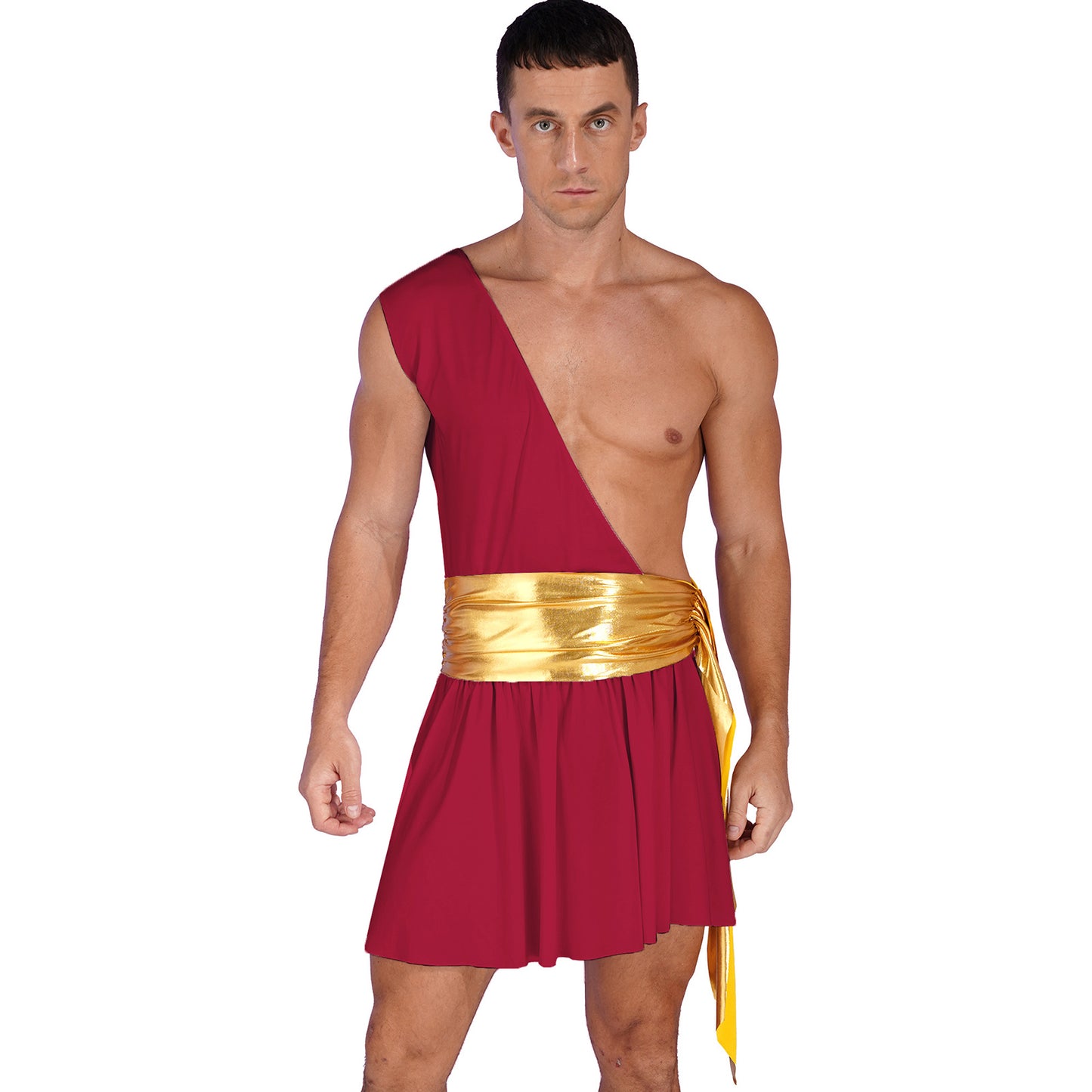 Men's Ancient Greek God Halloween Party Costume Cosplay One Shoulder Strap Skirts Knight Warrior Theatrical Performance Outfit