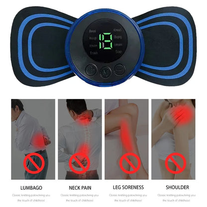 Electric EMS Neck Massager Mini Cervical Back Patch Stimulator Massageador Mat Portable Gel Pad Stickers Slim