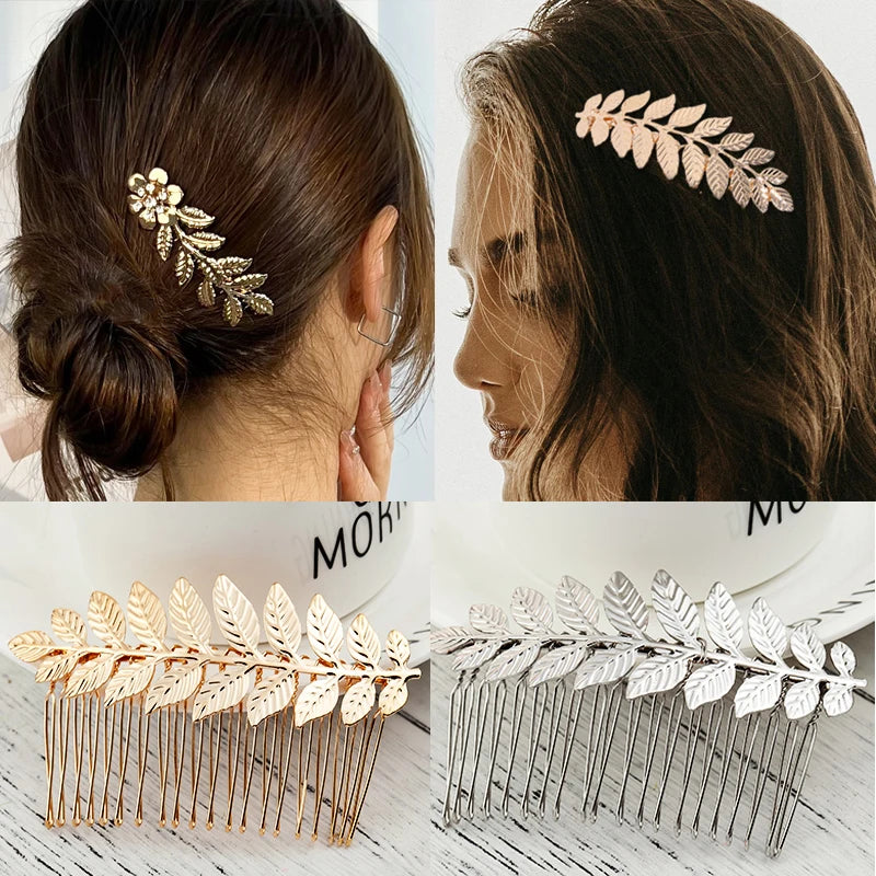 Hair Combs - Gold Color Rhinestone