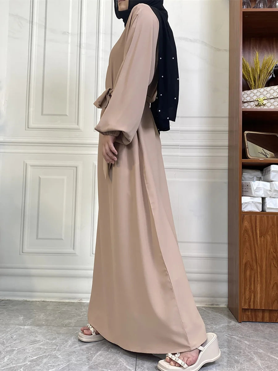 Hot Selle Simple Style Moroccan Dresses Kaftan Turkey Solid Color Gulf Abayas Islamic Women Long Dress Muslim Saudi Robe Ramadan