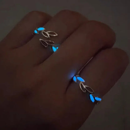 Fashion Luminous Light Ring for Women Men Adjustable Finger Glow in Dark Silver Color Green Blue Light Ring Jewelry Lover Gift