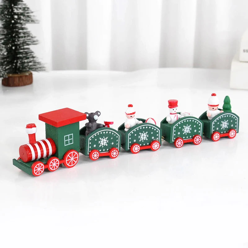 Christmas Wooden Train Merry Christmas Decorations for Home Xmas Tree Ornament Kids Gift Happy New Year