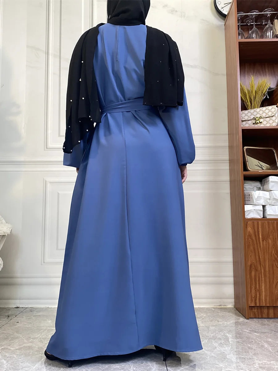 Hot Selle Simple Style Moroccan Dresses Kaftan Turkey Solid Color Gulf Abayas Islamic Women Long Dress Muslim Saudi Robe Ramadan