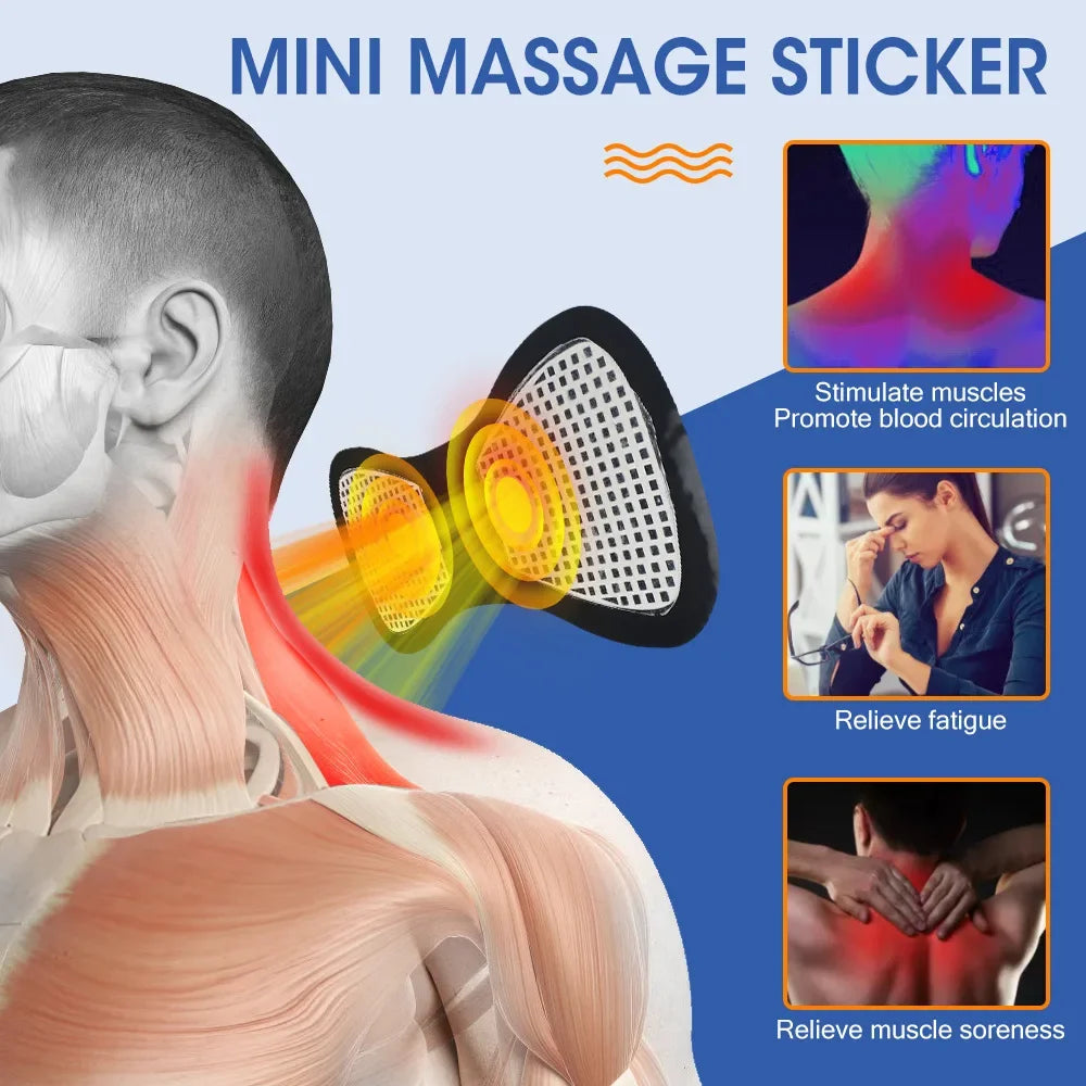 Electric EMS Neck Massager Mini Cervical Back Patch Stimulator Massageador Mat Portable Gel Pad Stickers Slim