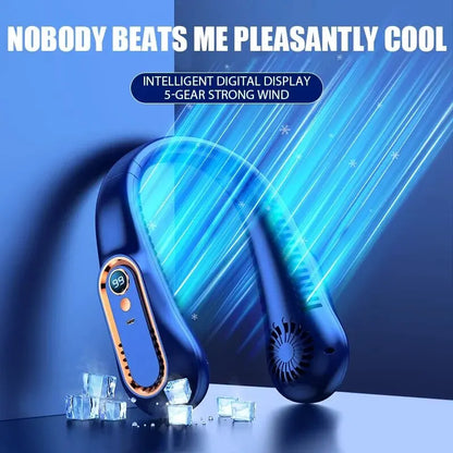 Hanging neck fan portable summer air cooler USB cooling fan with 5 speeds and digital displays - super technology and bladeless