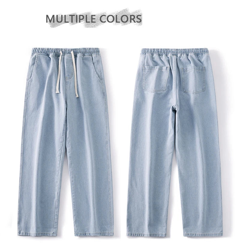 Autumn Korean Fashion Drawstring Y2K Jeans Homme Classic Baggy Straight Wide Leg Pants New Hip Hop Streetwear Casual jean