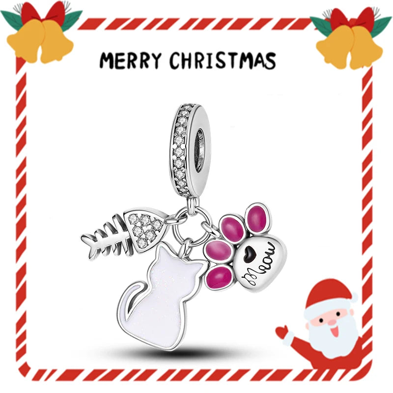 925 Sterling Silver Christmas Butterfly Snowflake Charm Pendant For Original DIY Bracelet Dragonfly Elk Bead Gift Women Jewelry