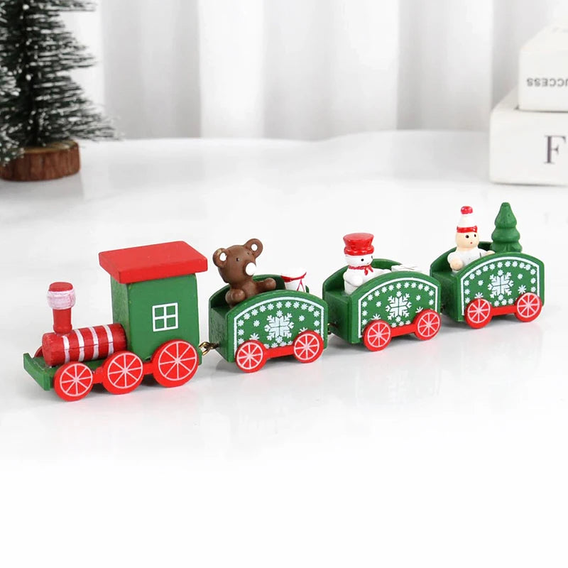 Christmas Wooden Train Merry Christmas Decorations for Home Xmas Tree Ornament Kids Gift Happy New Year