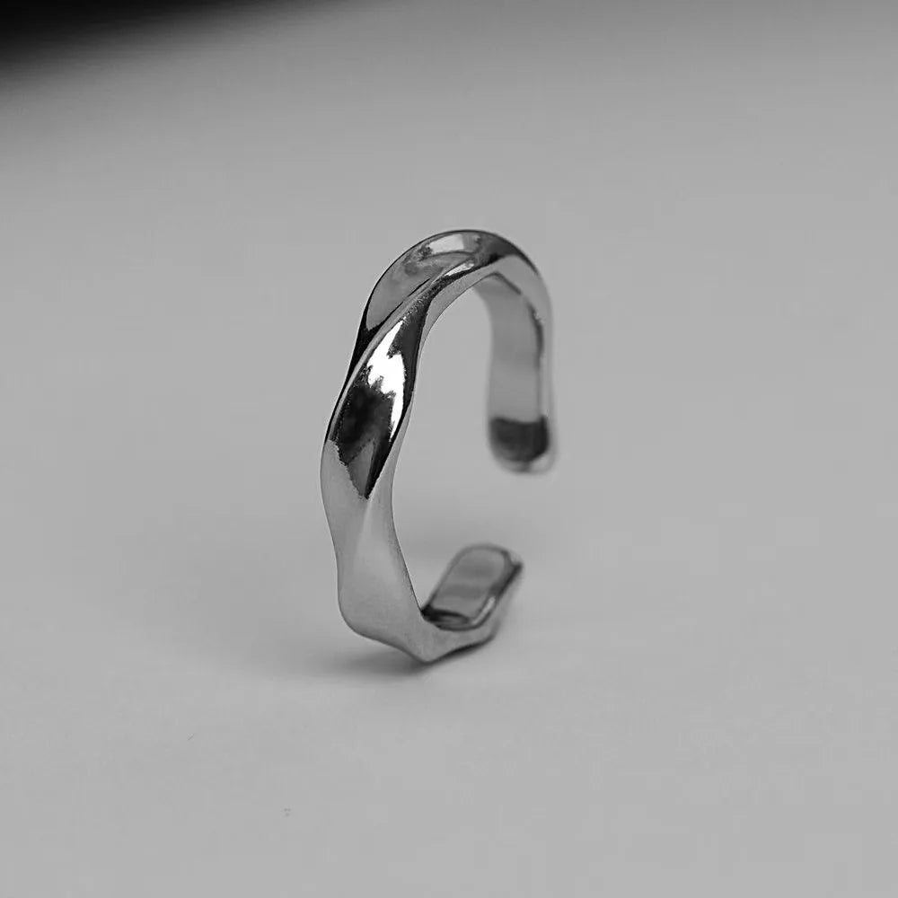 New Rings for Men Silver Color Solid Metal Finger Rings for Male Women Open Ring Couple Engagement Jewelry Gift