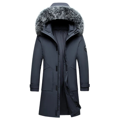 Autumn Winter Men Windproof Down Jacket Coats Mens Warm White Duck Down Hooded Jacket Parkas Multi Pockets Overcoat Male