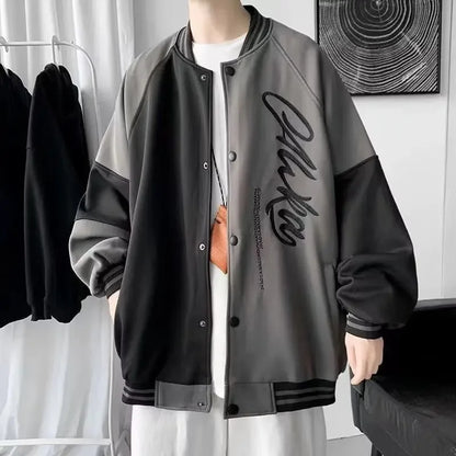 American Style Casual Versatile Jacket Trendy Color Block Design Sensibility Baseball Uniform Men Women Spring Autumn Season