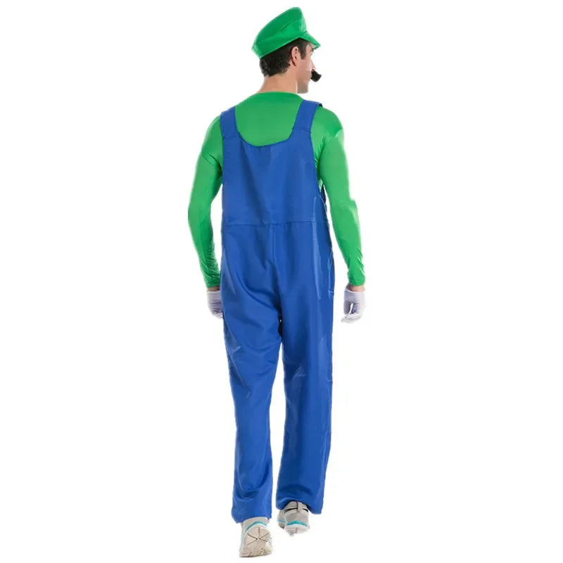 Halloween Carnival Adult Men Funny Super game Cosplay Costume Luigi Bros Plumber Christmas Fancy Dress