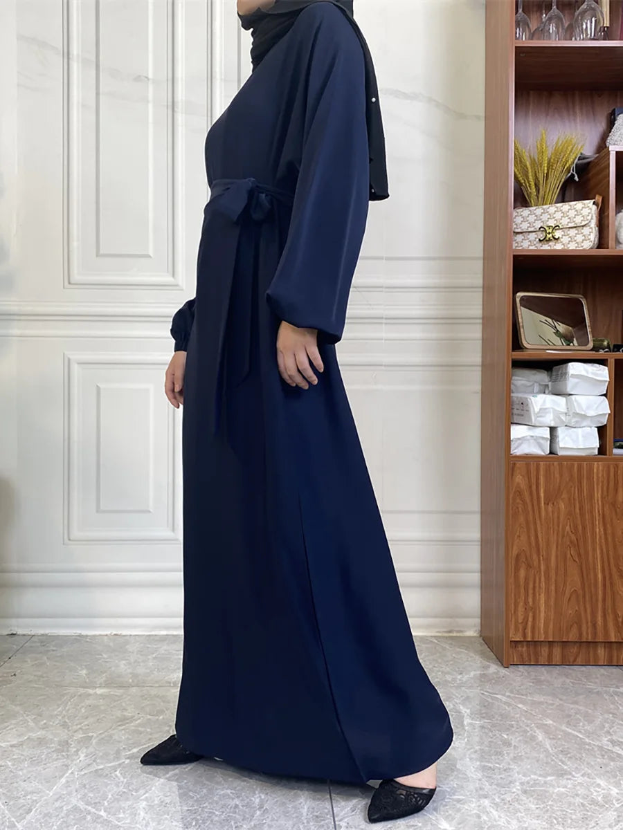 Hot Selle Simple Style Moroccan Dresses Kaftan Turkey Solid Color Gulf Abayas Islamic Women Long Dress Muslim Saudi Robe Ramadan