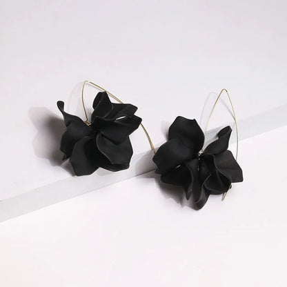 Multicolored Fashion Resin Flower Long Drop Earrings - 2022 Bohemia Handmade Petal Dangle Earrings