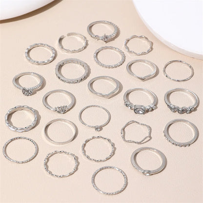 23Pcs Trendy Simple Knuckle Rings Set For Women Crystal Star Moon Eye Wave Ring Female Fashion Party Jewelry Accessories