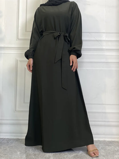 Hot Selle Simple Style Moroccan Dresses Kaftan Turkey Solid Color Gulf Abayas Islamic Women Long Dress Muslim Saudi Robe Ramadan