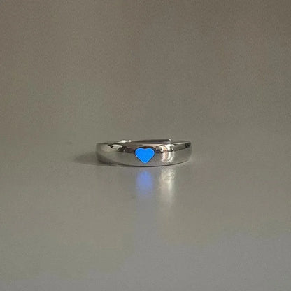 Blue Pink Luminous Ring For Couple Creative Love Heart Index Finger Ring Glowing In The Dark Rings Jewelry Valentine's Day Gift