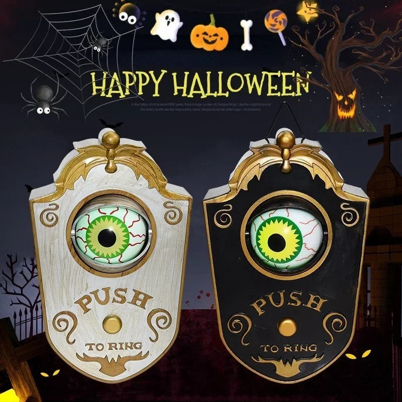 Luminous Hanging Doorbell Haunted Party Supplies Decorations Glowing Horror Props Creepy Eyes with Sound Lights for Halloween