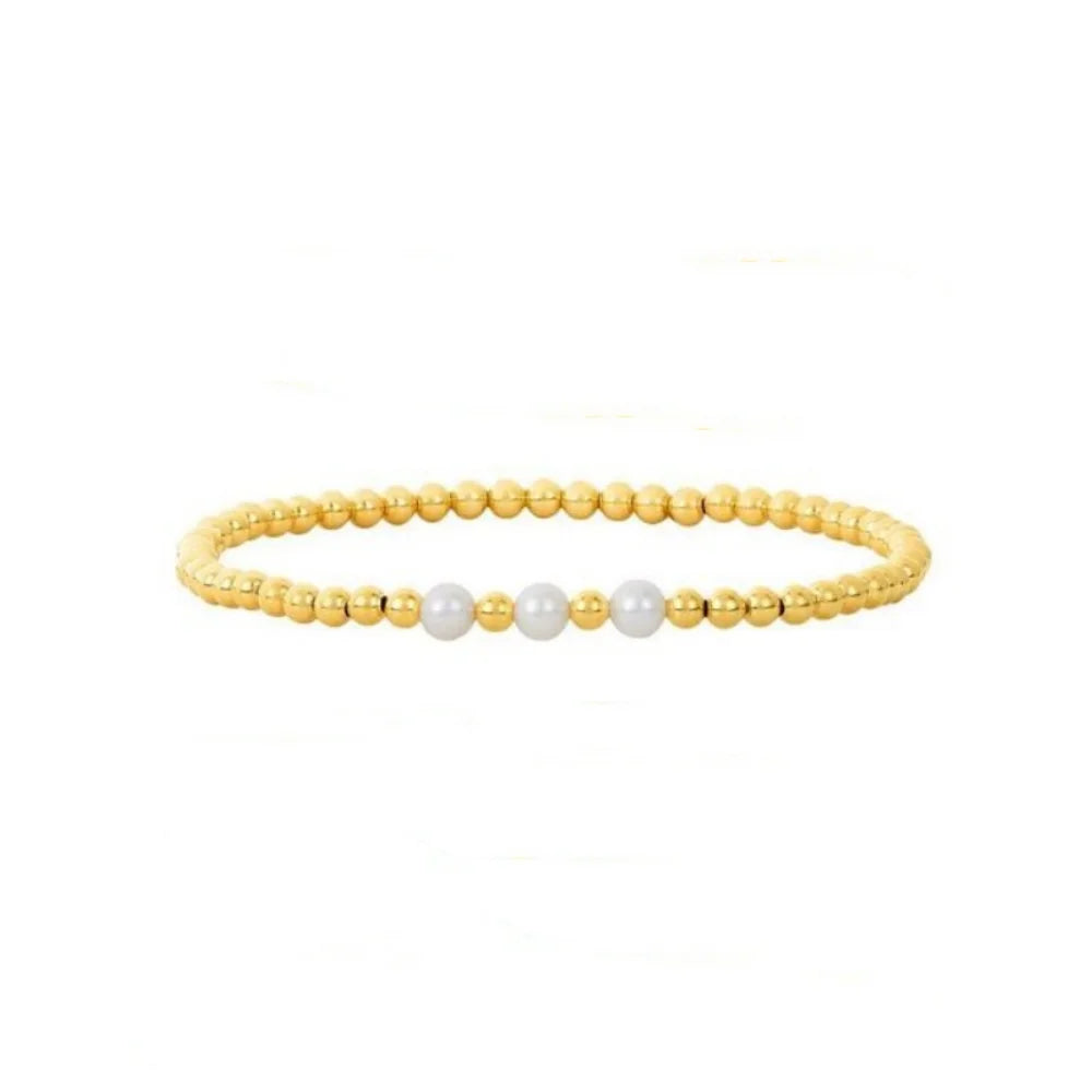 Natural Pearl Bracelet Set Luxury Jewelry Gift 18 K Gold Plated Beads Bracelets for Women Pulseras Gold Jewellery