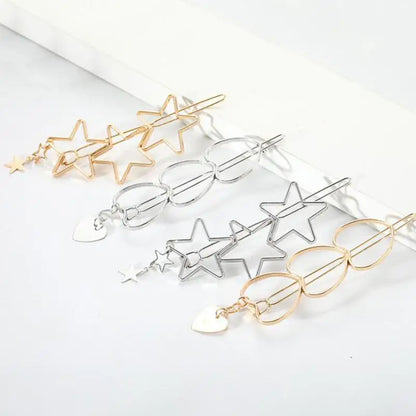 Fashion Jewelry Hollow Star Hair Clips for Women - Pentagram Love Hairpin