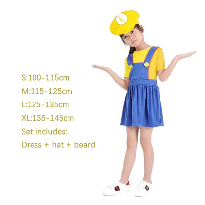 Game Anime Cosplay Halloween Costumes Funny Super Brother Bros Children Fantasia Cosplay Jumpsuit Xmas Carnival Adult Woman Suit