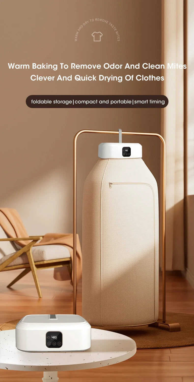 Multifunctional Dryer Electric Clothes Dryer Portable Compact Foldable Laundry Dryer Machine with Dryer Bag and Time Setting