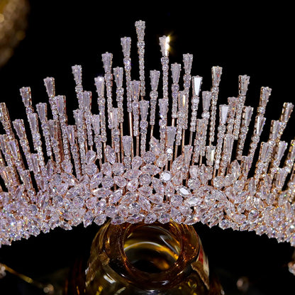 New Luxury Cubic Zirconia Big Crown Bridal Headpiece for Weddings