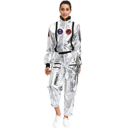 Halloween Christmas Silver Spaceman Men Women Space Suit Adult Children Astronaut Costume Family Party Dress Up Birthday Gift