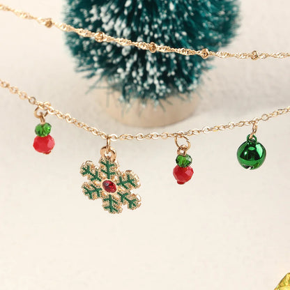 Delicate Colorful Bells Crystal Christmas Tree Pendant Necklace For Women Men Fashion Xmas Clavicle Collier Party Gift Jewelry