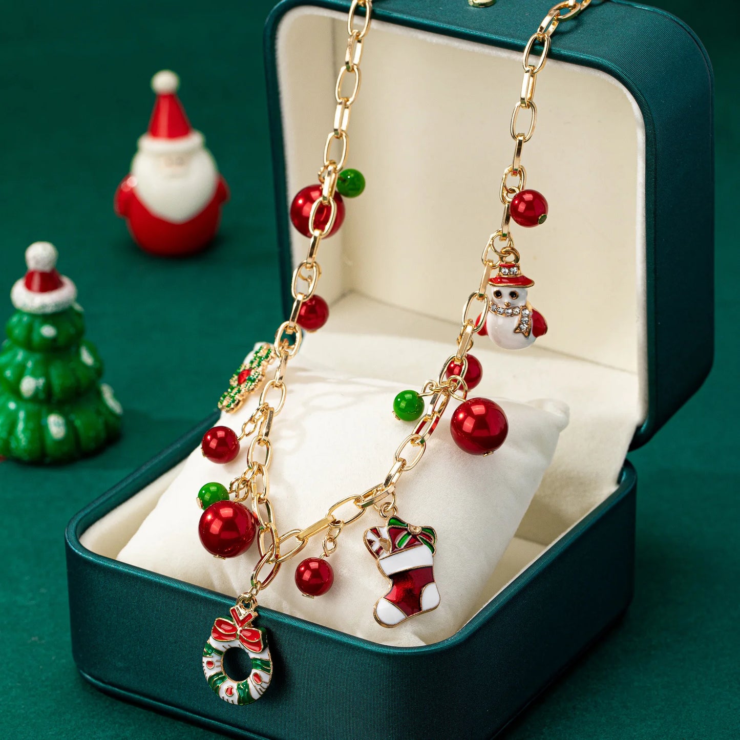 Sweet Cute Christmas Necklaces Enamel Bell Snowman Tree Deer Santa Gifts Necklace for Women Men Christmas Party Jewelry Gifts