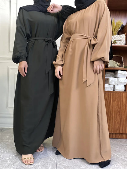 Hot Selle Simple Style Moroccan Dresses Kaftan Turkey Solid Color Gulf Abayas Islamic Women Long Dress Muslim Saudi Robe Ramadan