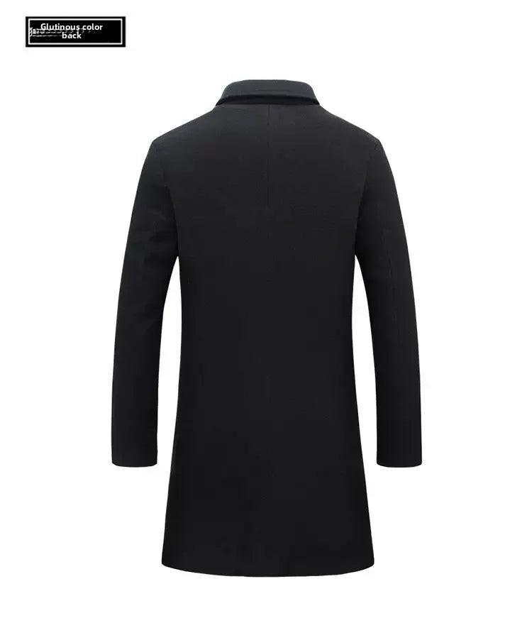 Woolen Overcoat New Men's Korean Style Slim Fit Medium-length Trench Coat Factory Wholesale Woolen Material Jacket